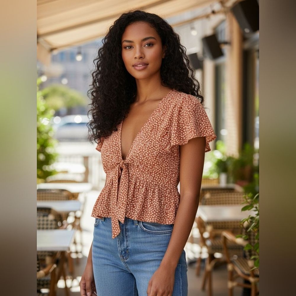 Zaful Floral Orange Women's Crop Top